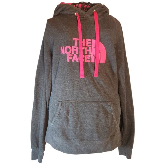 The North Face Women's Hoodie Charcoal Gray Pink Letters Size Medium - Picture 5 of 10